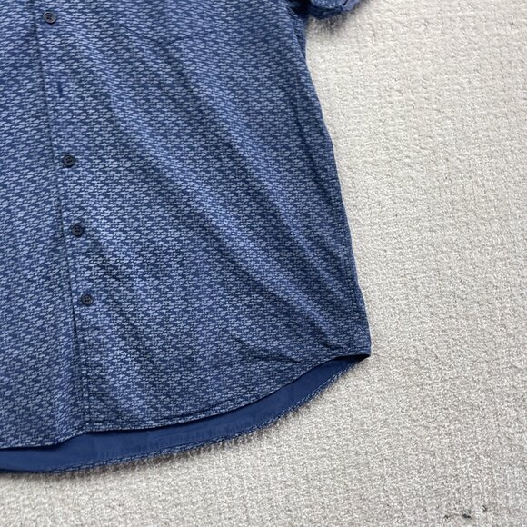 Anthony of London Blue Fish AOP Short Sleeves Dress Button Up Shirt Men Size L - Picture 7 of 14
